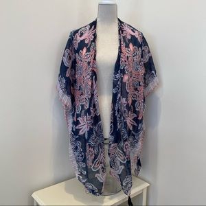 Blue & Pink Kimono Shawl Thin Cardigan Top